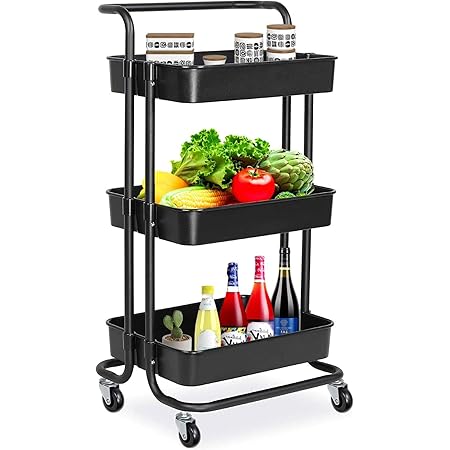 Amazon キッチンワゴン キャスター付き スリム ワゴン 3段 おしゃれ キャスター キッチン ラック 洗面所 収納 化粧台 ワゴン 棚 カート 美容ワゴン キッチンワゴン 収納カート オンライン通販