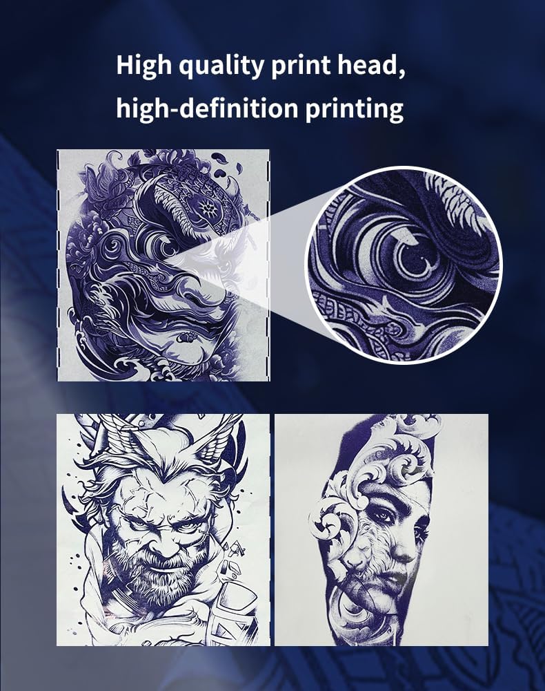 GBK Tattoo Stencil Printer Thermal Bluetooth with Long Image Printing for Professional Artists & Beginners Include Transfer Machine, A4 Roll Paper, Stand & Handbag Compatible with Phones, iPads & PCs