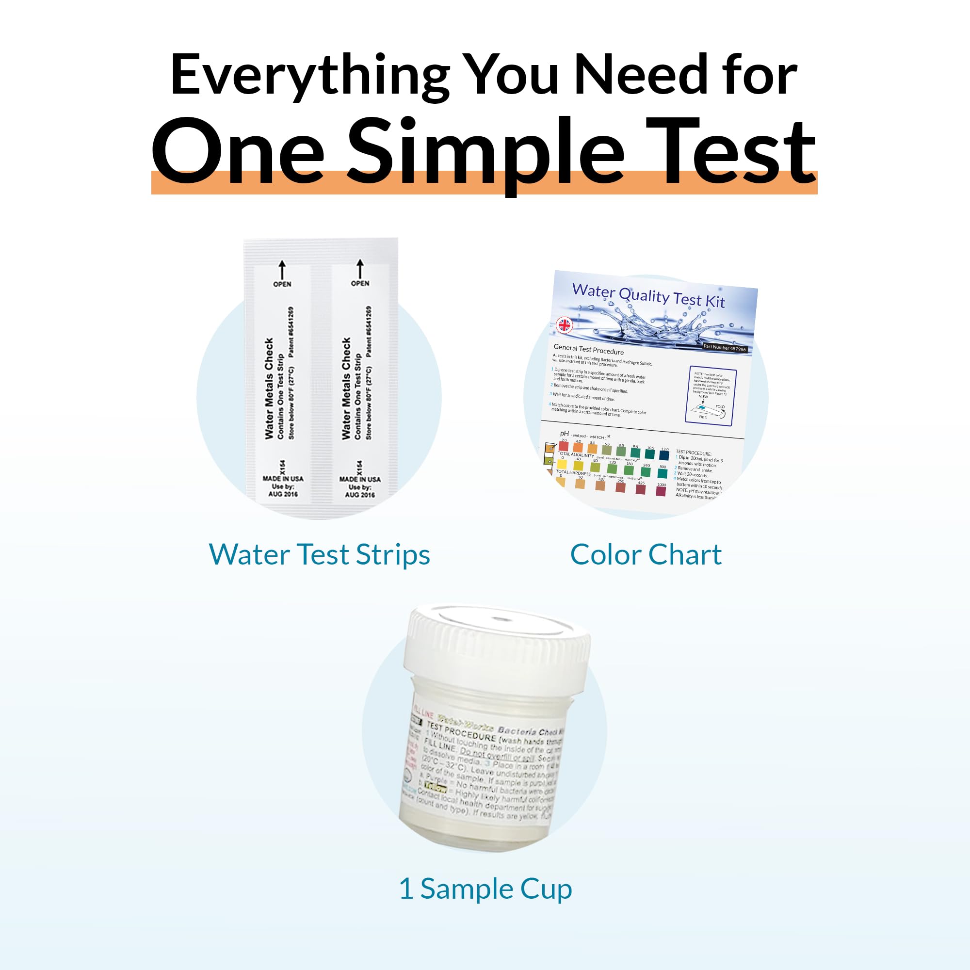 GetTested Kit di test di qualità dell'acqua a casa - Identifica la purezza dell'acqua potabile per la tua famiglia - Risultati rapidi di 14 parametri per pozzo, città, rubinetto e altro - Facile e