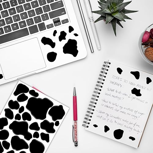 Miniatura 6 de 10 hojas de calcomanías con estampado de vaca, calcomanías de vaca, papel tapiz de vaca, decoración de pared, impresión de vaca de vinilo negro para