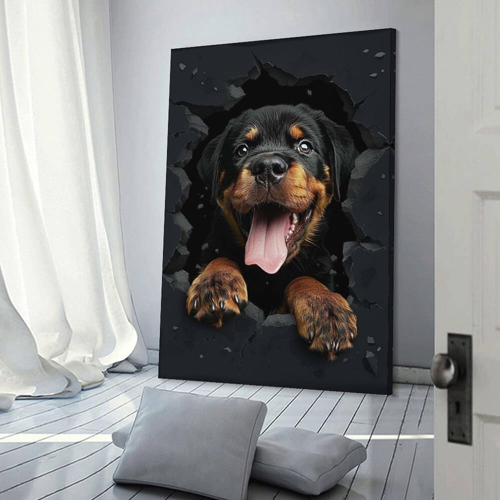 Junmoney Rottweiler(2) Canvas Wall Decor 08x12inch(20x30cm), for Calm Bedrooms, Home Corners Or Flats, An Easy Wall Refresh for Bedrooms