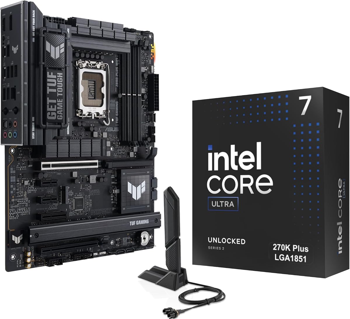 CPU Motherboard Combo -Intel Core Ultra 7 270K Plus 24 cores up to 5.5 GHz Desktop Processor with Tuf Gaming Z890-Plus WiFi LGA 1851 ATX Motherboard