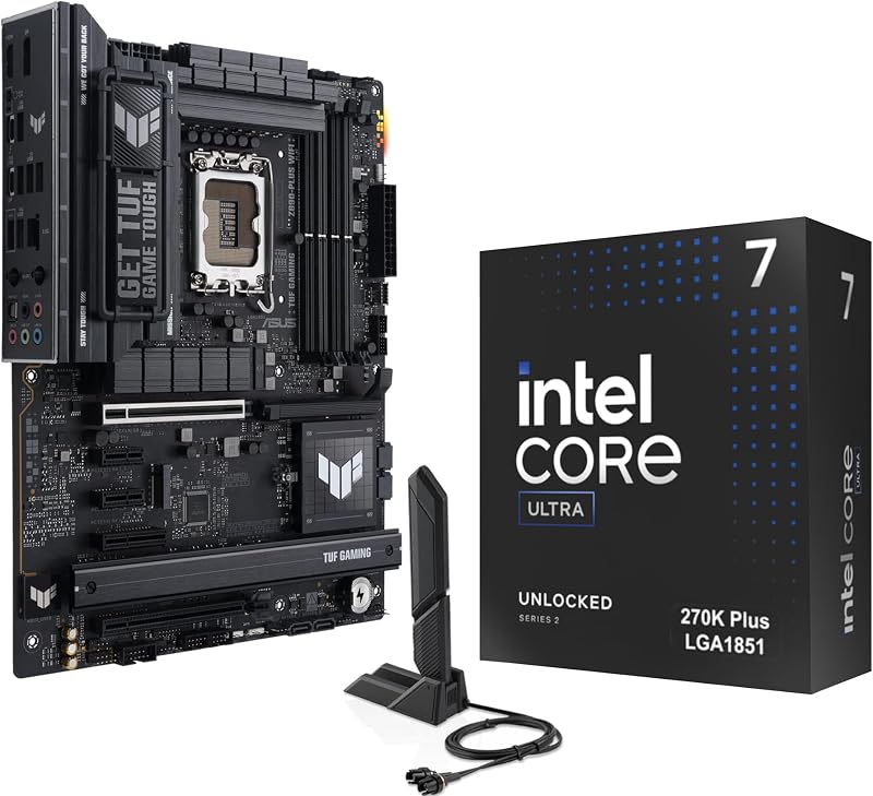 CPU Motherboard Combo -Intel Core Ultra 7 270K Plus 24 cores up to 5.5 GHz Desktop Processor with Tuf Gaming Z890-Plus WiFi LGA 1851 ATX Motherboard