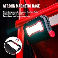 Vista 3 de Luz de trabajo LED, 1900LM COB luces de trabajo recargables portátiles, linterna magnética, 3 modos de luz mecánica brillante con base magnética