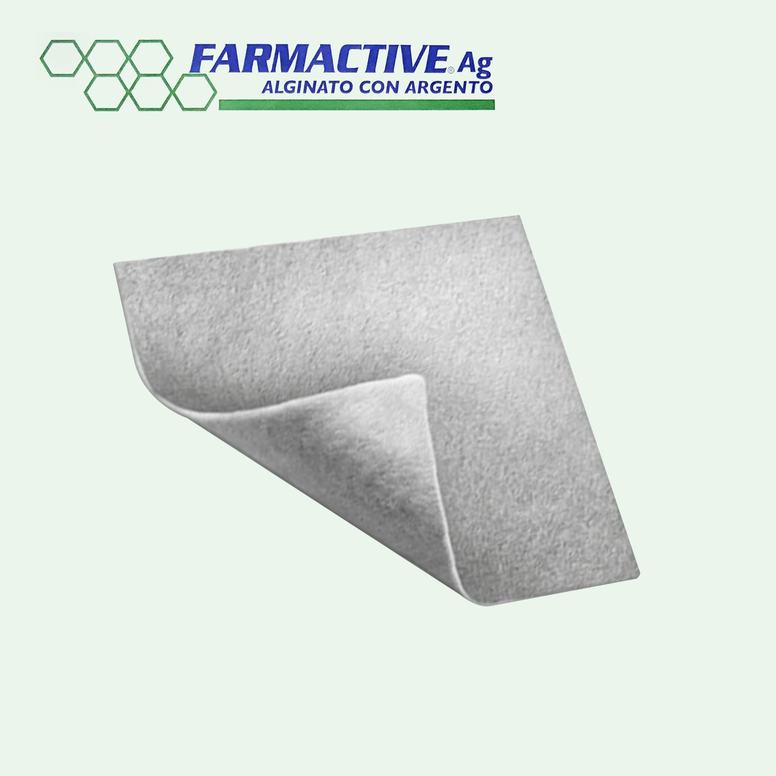 Medicazione a base di ALGINATO CON ARGENTO Non adesiva 5x5 cm (10 pz) - per ulcere da pressione, ferite e lesioni FARMACTIVE Ag