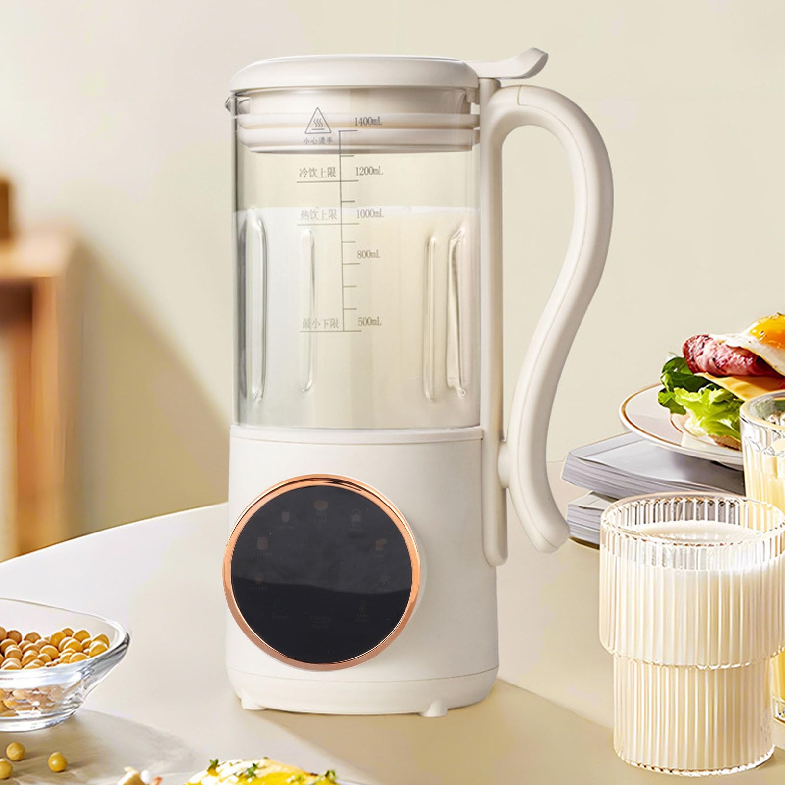 Macchina Automatica per la Produzione di Latte di Noci, Robot da Cucina Multifunzionale per Alimenti per Bambini, Riscaldamento Completamente Automatico, 1400 Ml