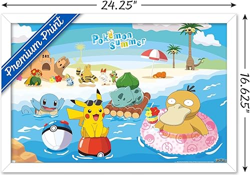 Vista 37 de Trends International Pokémon - Summer Wall Poster, 34L x 22.4W, Gold Framed Version