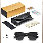 CARFIA Retro Polarized Sunglasses For Men UV400 Protection Square Arrow Rivet Trendy Classic Thick Shades