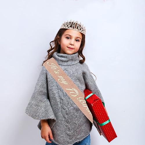 Miniatura 6 de Decoraciones de cumpleaños de 10años para niñas banda, coronatiara, velas y adorno para pastel de cumpleaños de 10años regalos y decoraciones de