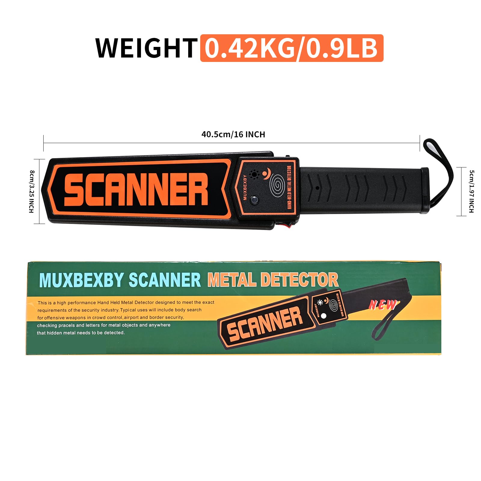 Professional Security Metal Scanner,Handheld Metal Detector Wand for Adults,Adjustable Sensitivity Scan, with 9v Battery,Portable High Security Metal Check