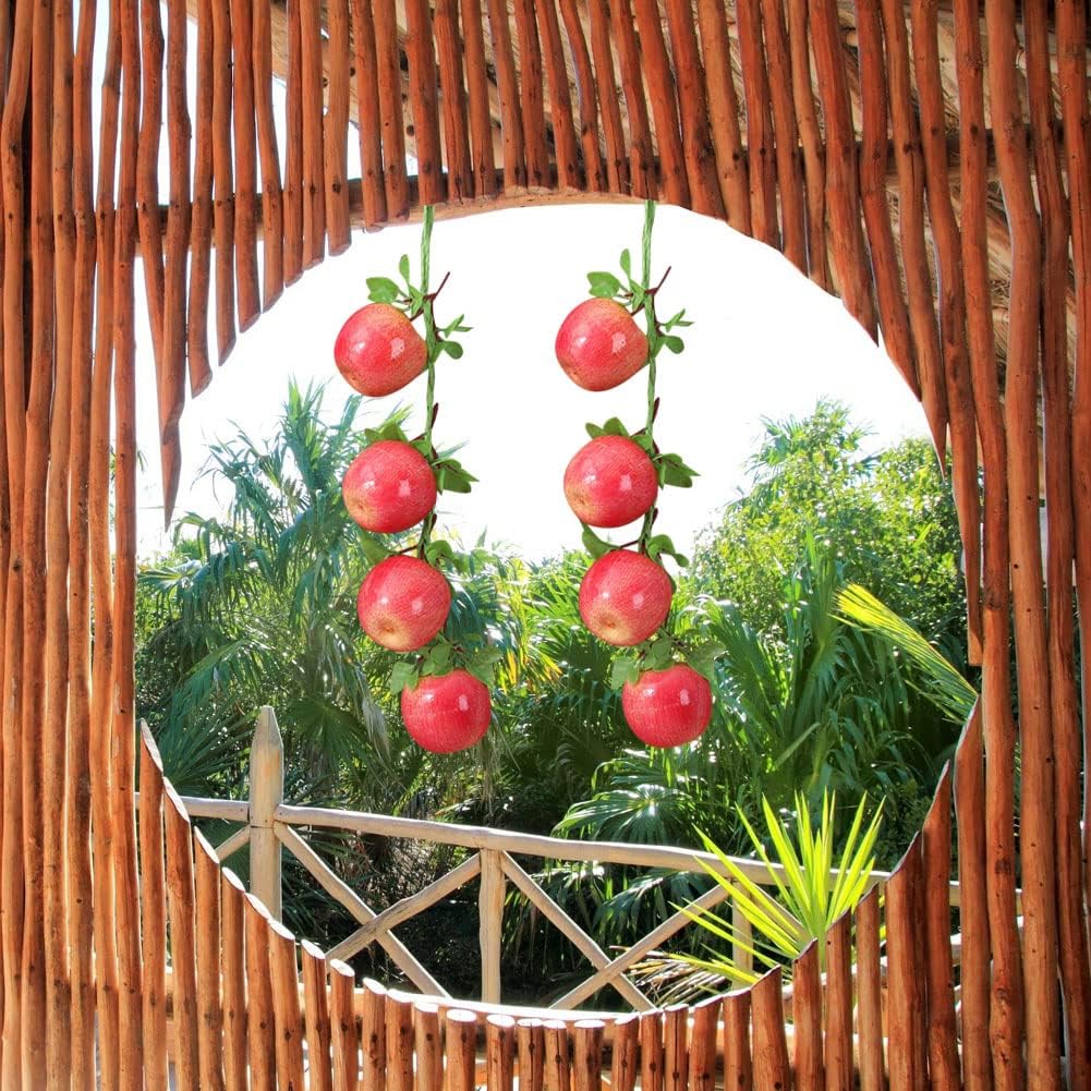2 Strings Artificial Fruit Hanging Strings, Fake Apple Bunch Lifelike Fruit Photography Props for Home Kitchen Hanging Ornaments Farmhouse Decoration