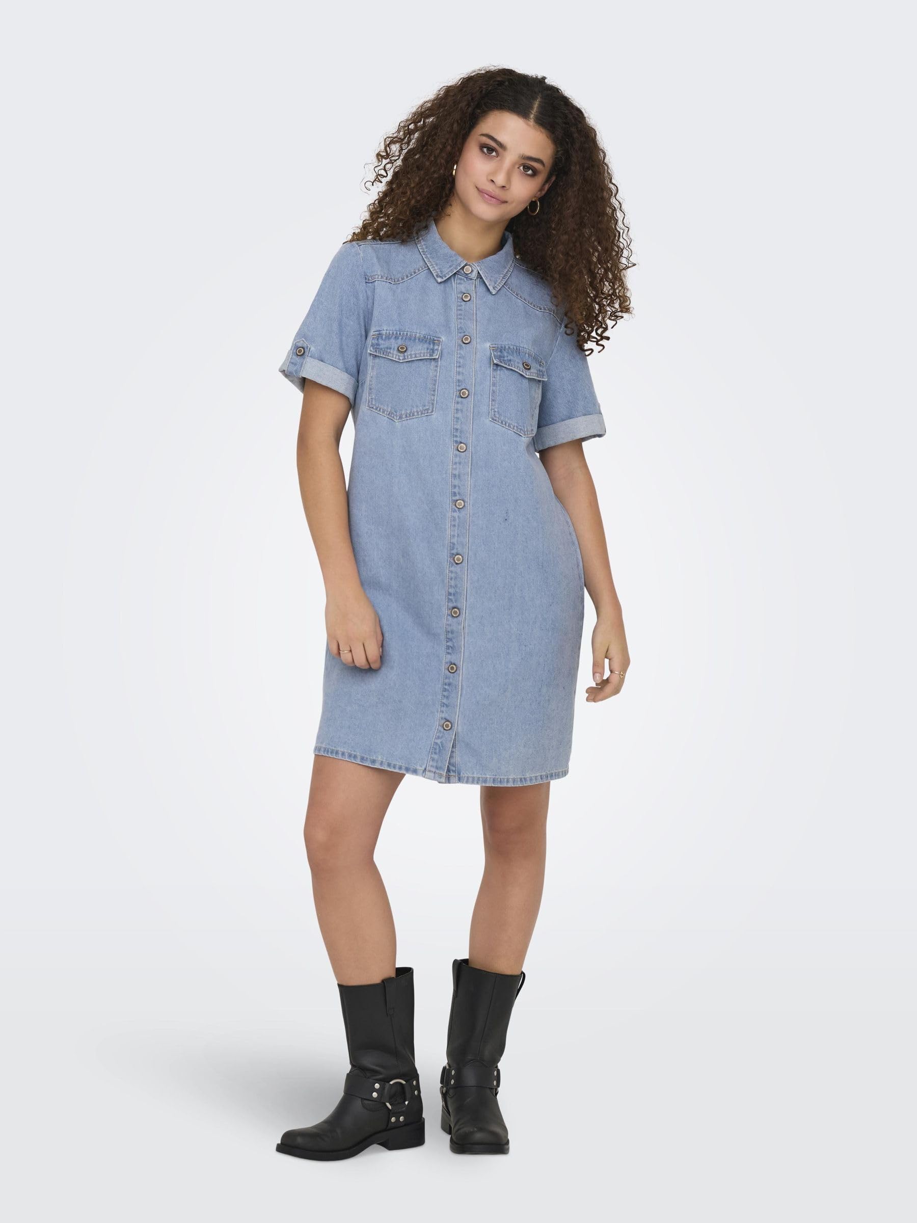 ONLY Onllisa S/S Dnm Dress Gua Onllisa S/S Dnm Dress Gua Mujer (Pack de 1)