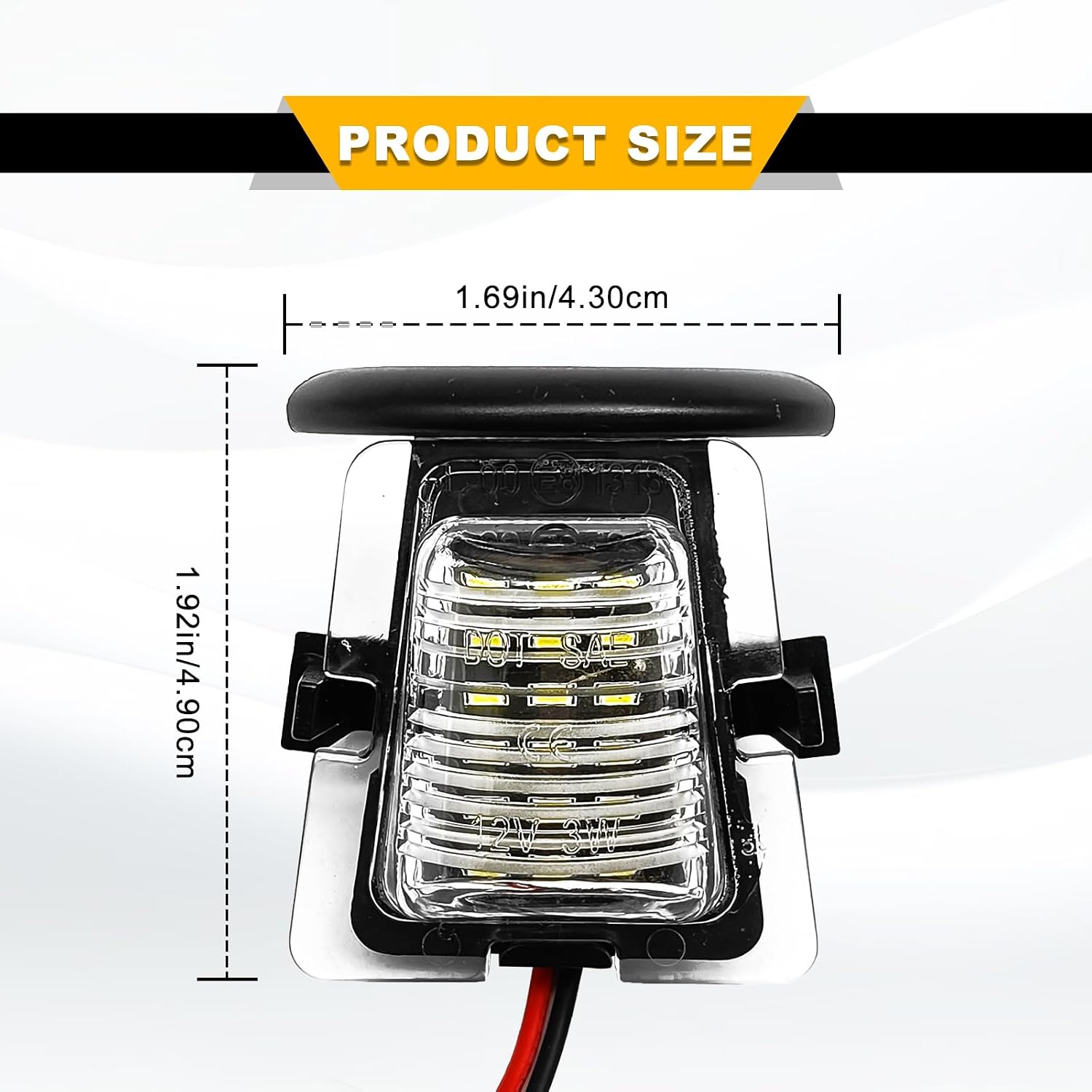 LED License Plate Light, License Plate Light Lens, 6500K White Compatible with 2007 to 2018 JK Wrangler, OE 68064721AA