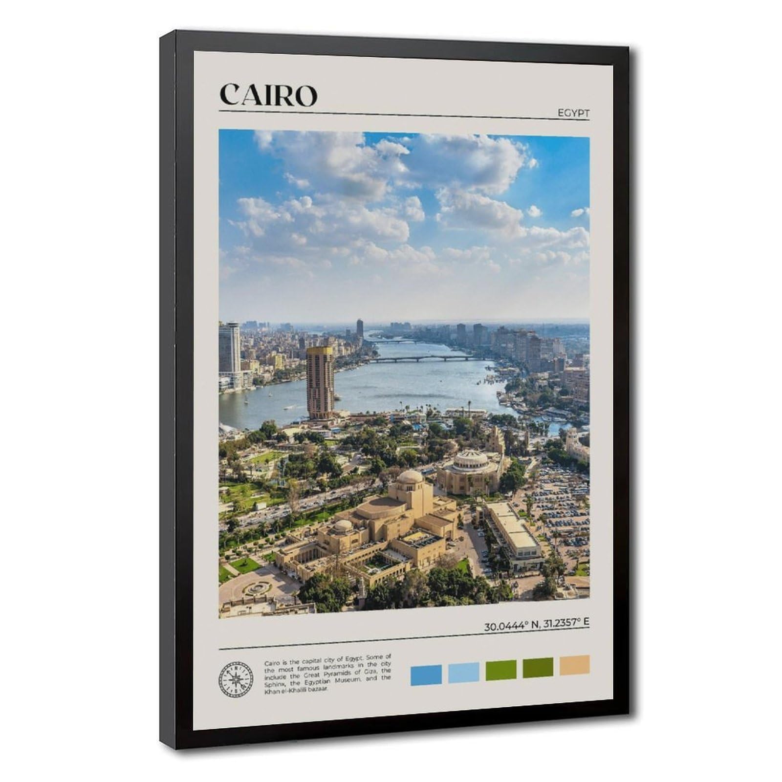 Bareronor Cairo Poster Canvas Poster Bedroom Decor Landscape Office Room Decor Gift 24" L X 36" W