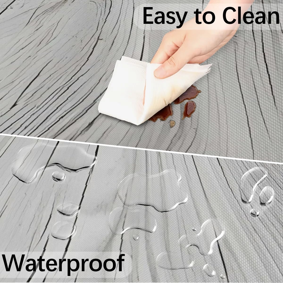 Outdoor Tablecloth with Umbrella Hole Wooden Texture Round Fitted Tablecloth with Elastic Zipper Waterproof Table Cloth Cover for Patio Garden Table 45-56 in