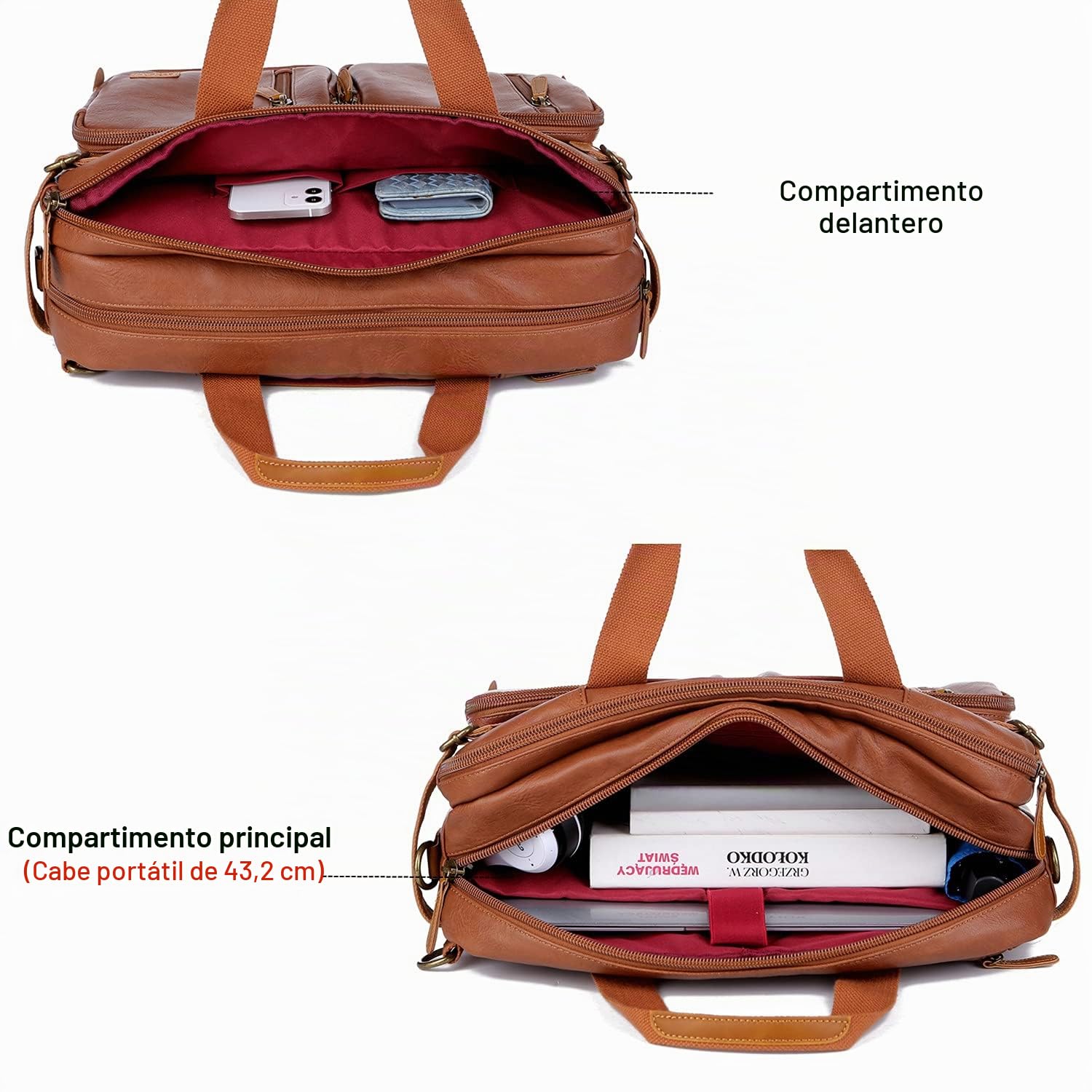 HB-22 - Maletín híbrido de piel sintética para hombre de 17 pulgadas, bolso de mensajero, bolso de negocios, multiusos, bolsa de trabajo para hombres