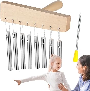 Meditation Glockenspiel Hand Chimes 8 Tone Chime with Knock Stick Sound Healing Instruments Music Decor Hand Percussion Instruments for Classroom Decoration