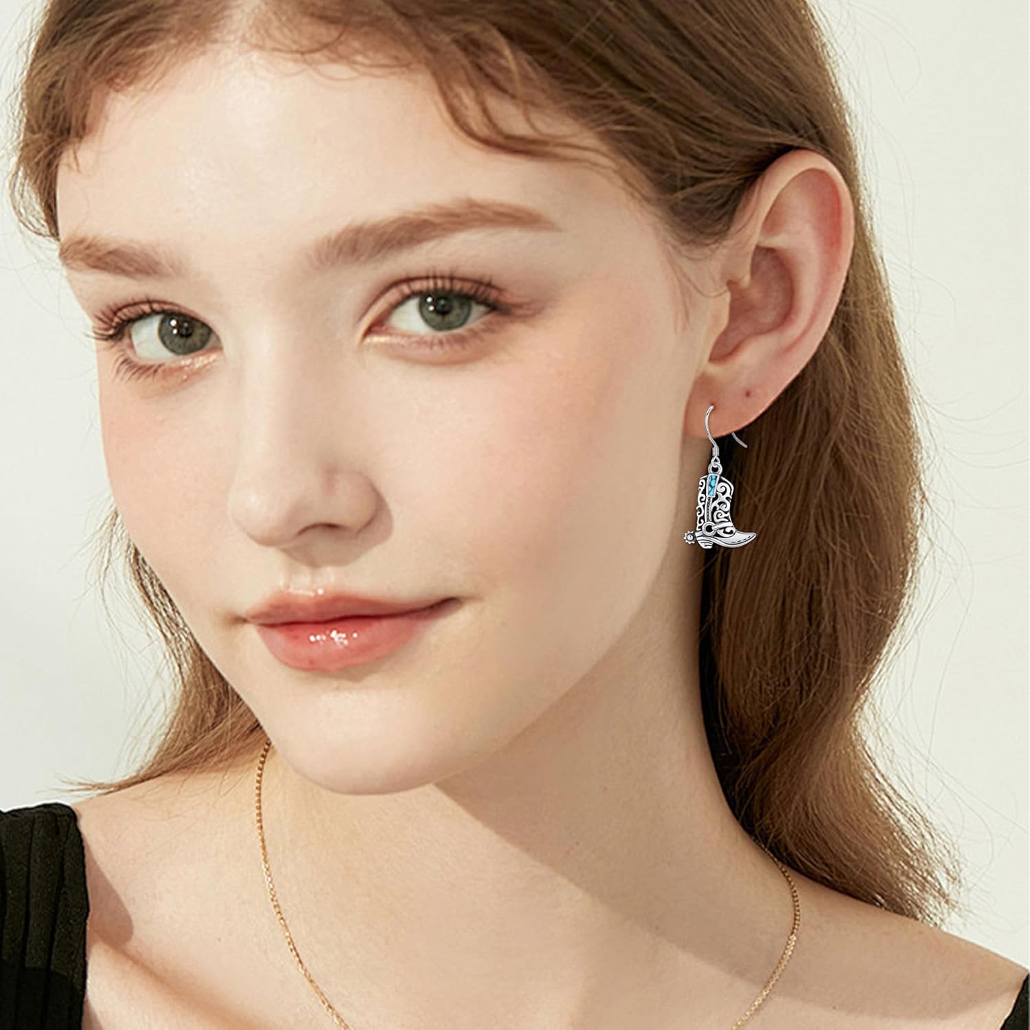 Cowgirl Earrings S925 Sterling Silver Western Earrings for Women Turquoise Boots Earrings Country Jewelry Gifts for Cowgirl Cowboy - Image 6