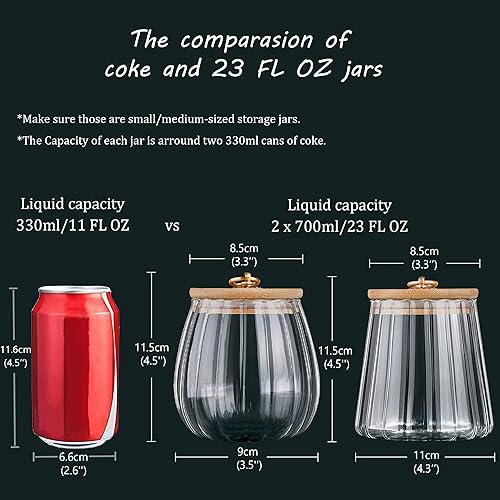 Miniatura 3 de FANTESTICRYAN Recipiente de cristal pequeño de vidrio para frutos secos, recipiente de almacenamiento hermético con tapa de bambú, mango de metal,