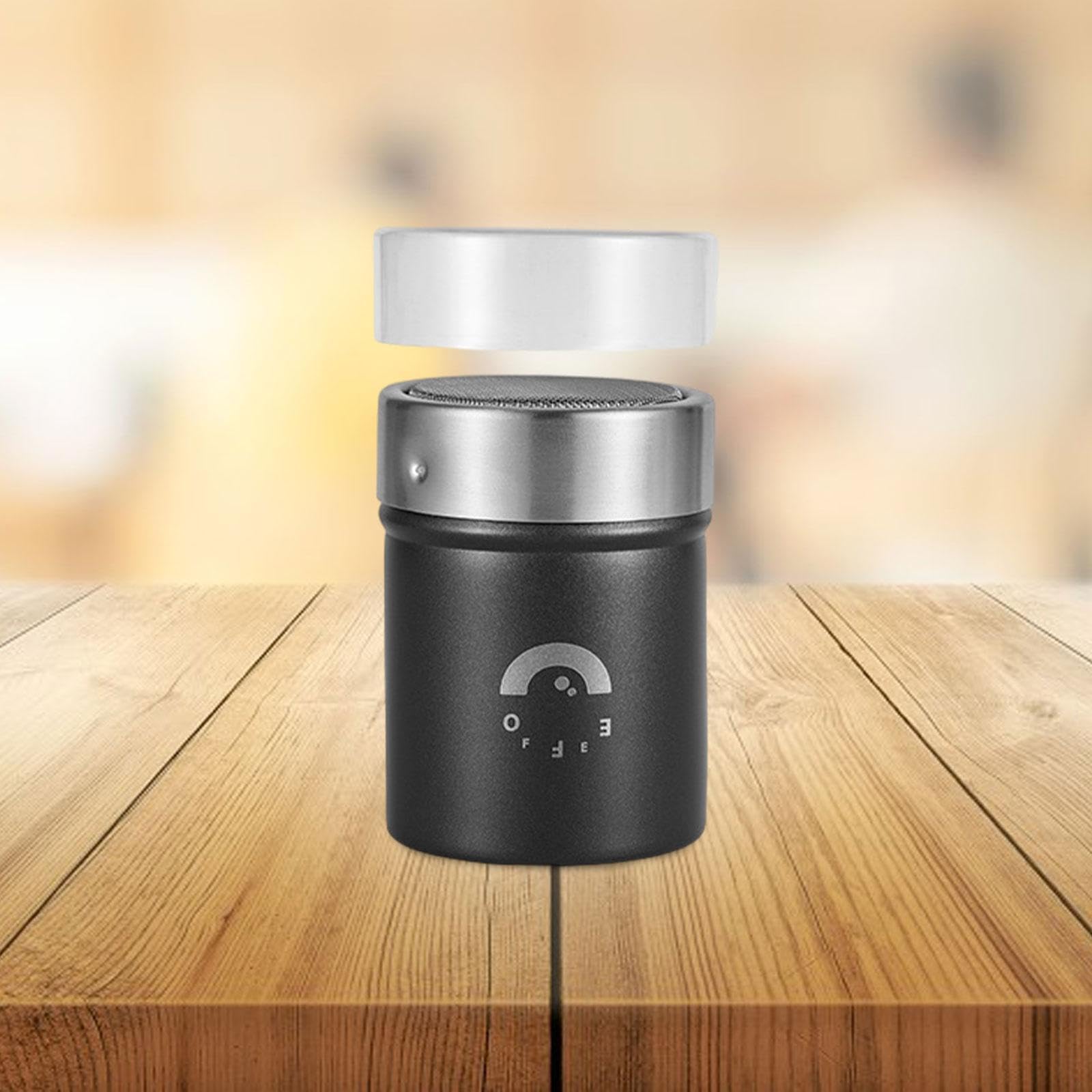 Flour Sifter with Lid, Sturdy Chocolate Shaker, Powdered Sugar Shaker for Chocolate, Picnic, Flour, Party, Restaurant, Black