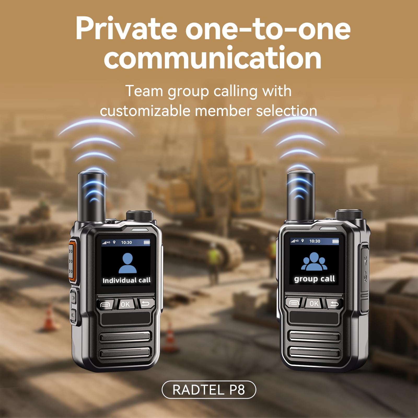Radio Radtel P8 PoC (Push-to-Talk su cellulare), walkie talkie a portata illimitata per tutto il paese, radio bidirezionali, radio amatoriale GXIN (confezione da 2 con 2 SIM)
