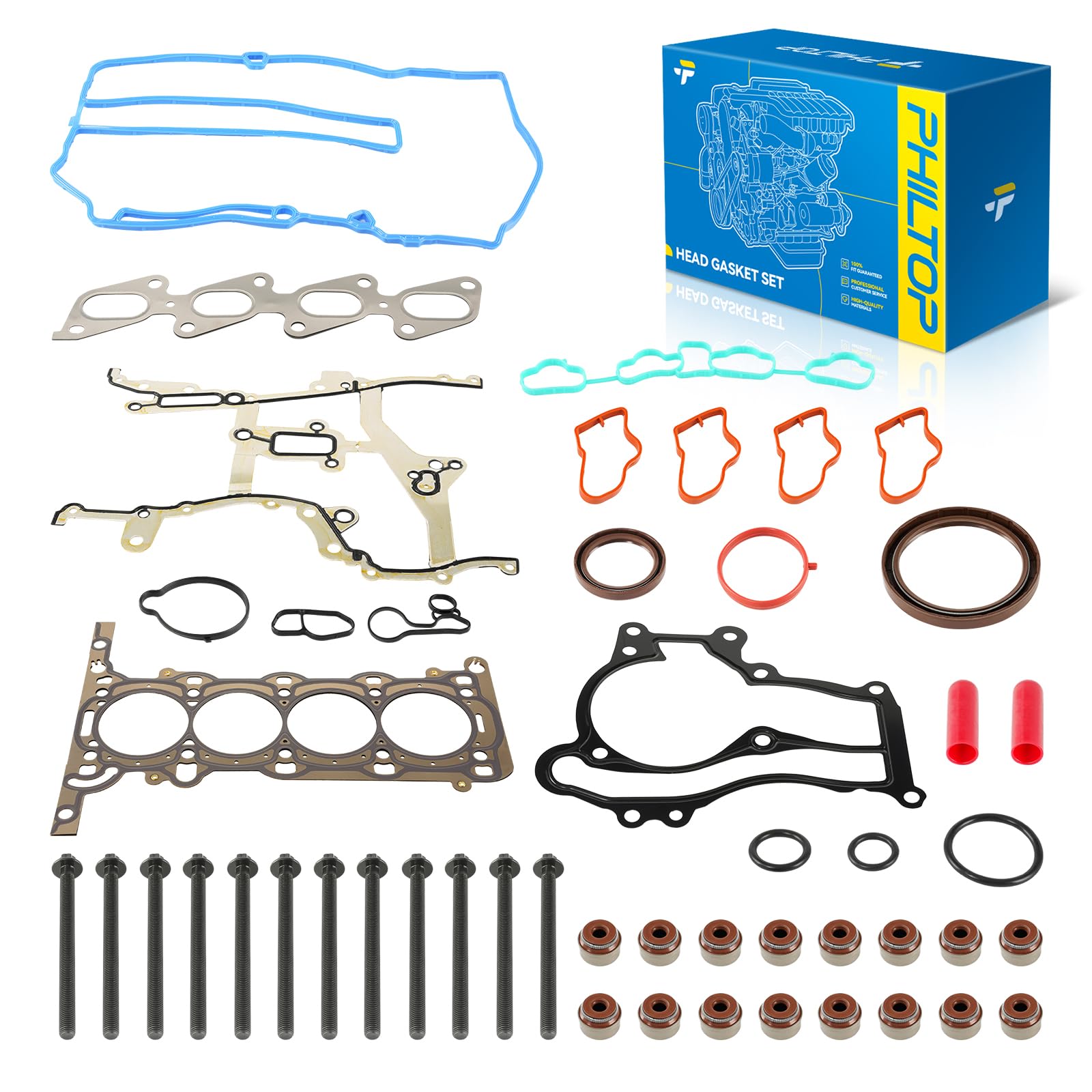 PHILTOP Cylinder Engine Full Head Gasket Set with Head Bolt Kit Kit for Chevy Cruze 2011-2015, Buick Encore 2013-2021, Trax 2015-2021, Cruze Limited 2016, Sonic 2012-2020 1.4L, OE#HS26540PT-1, HSCV001