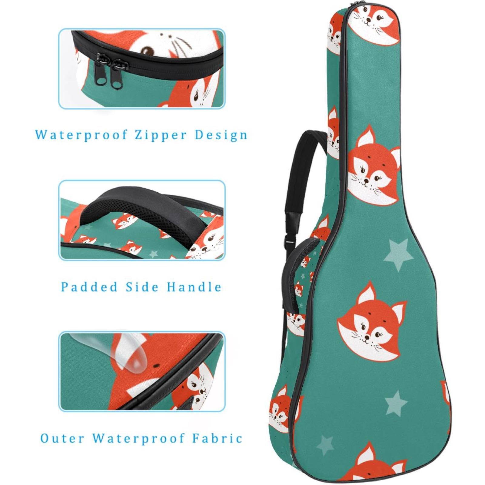 Torba na gitarę akustyczną wodoodporny plecak na gitarę grubo miękki wyściełany lis klasyczna obudowa na gitarę, wielobarwny, 42.9x16.9x4.7 in, Organizer do torby