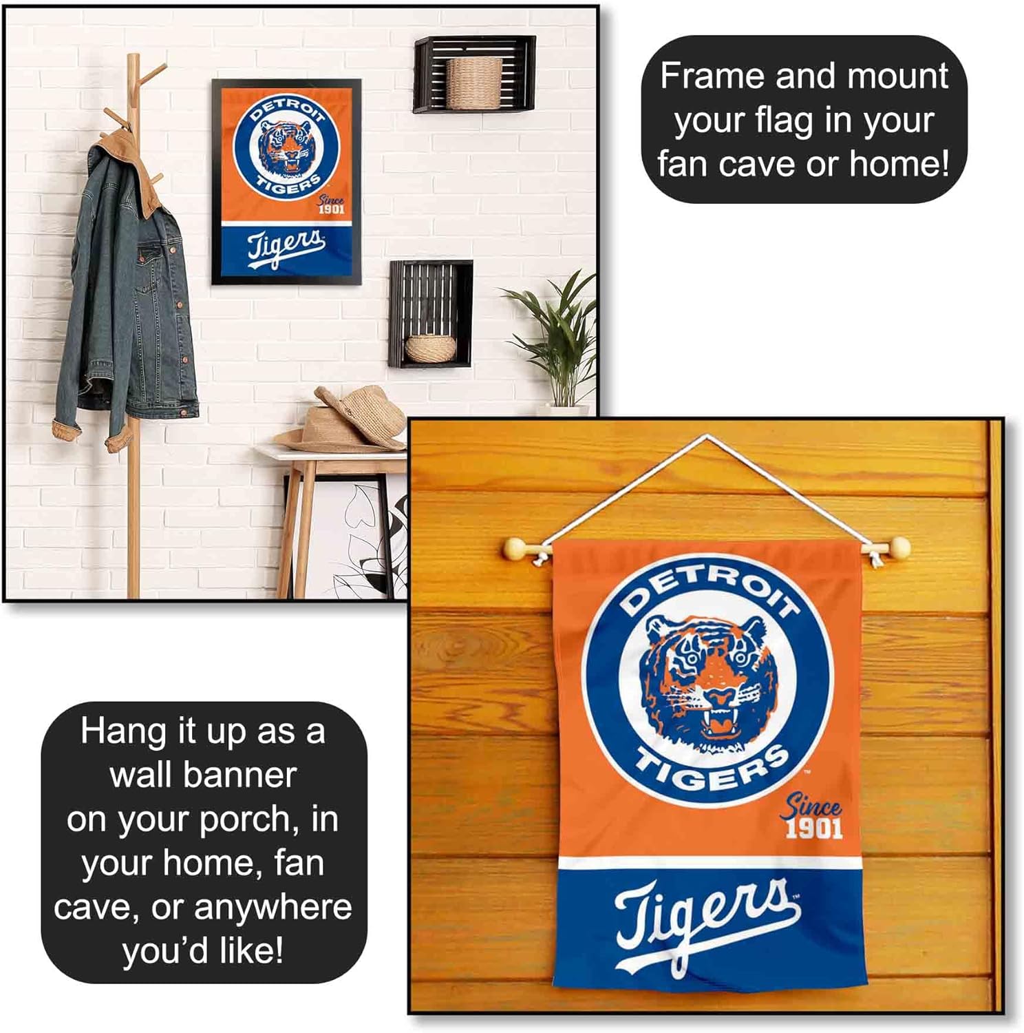 Detroit Tigers Retro Vintage Throwback Double Sided Garden Flag - Image 5