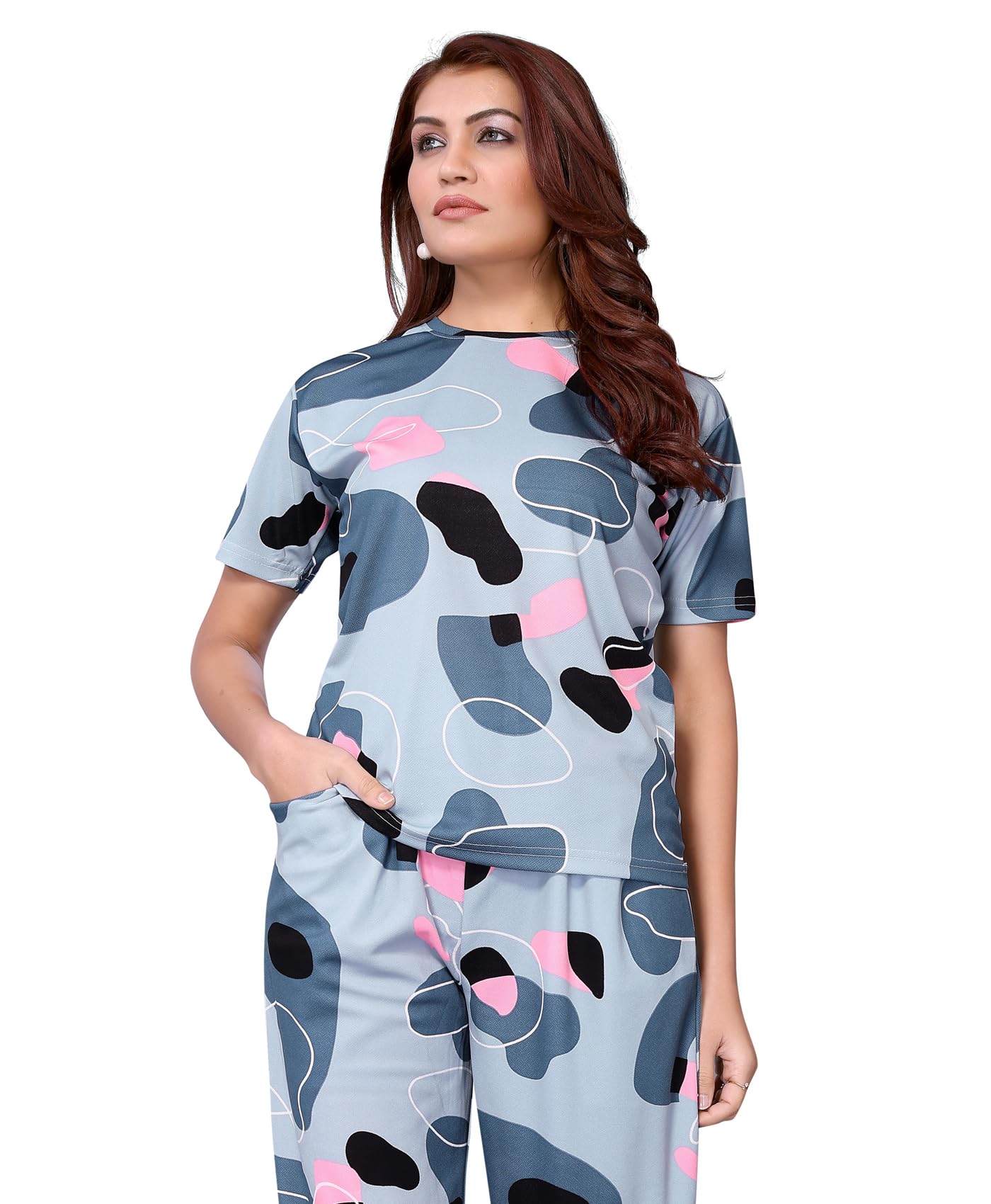 vj fashion Women's Cotton Lycra Tie-Dye Payjama Set|Co-ord set|Night Suit Set |Night Dress |Lounge Wear|Full Pair Set for Women Night Dress-picture-42