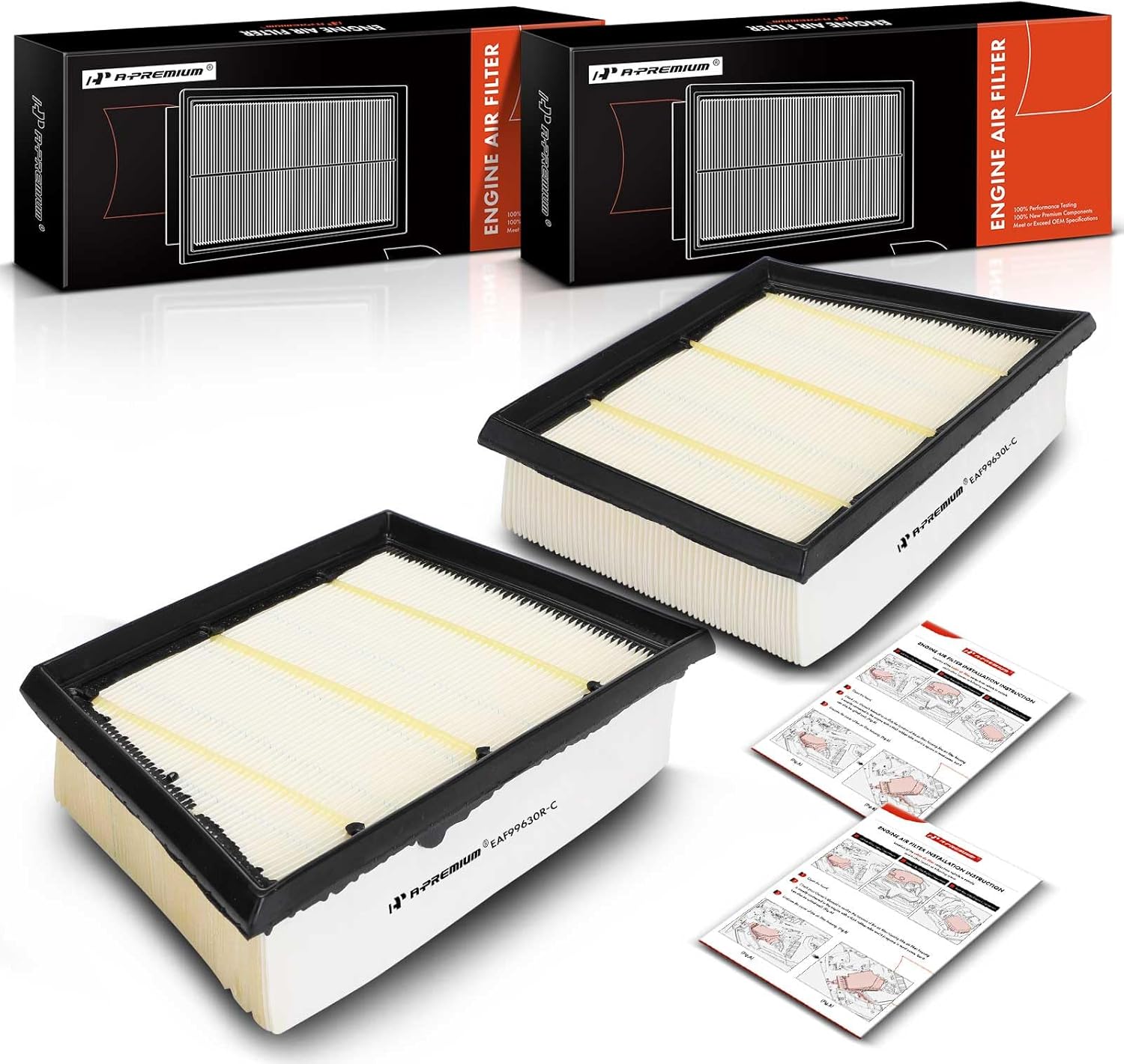A-Premium 2-PC Engine Air Filter Compatible with Porsche 911 2020 2021 2022 2023 2024 3.0L