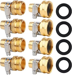 SAVITA 4 Set Garden Hose Repair Kit, Aluminum Alloy Garden Hose Fittings and Accessories Garden Faucet Fittings Hose Adapters Female and Male Hose Fittings with Clips for Water Pipe Repair