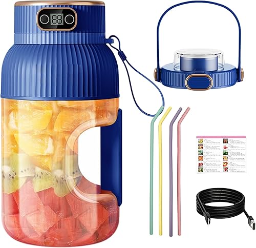 Miniatura 10 de Yulyoie - Vaso exprimidor portátil multifuncional con pantalla digital, 2024 nuevo exprimidor portátil multifuncional, licuadora personal, licuadora