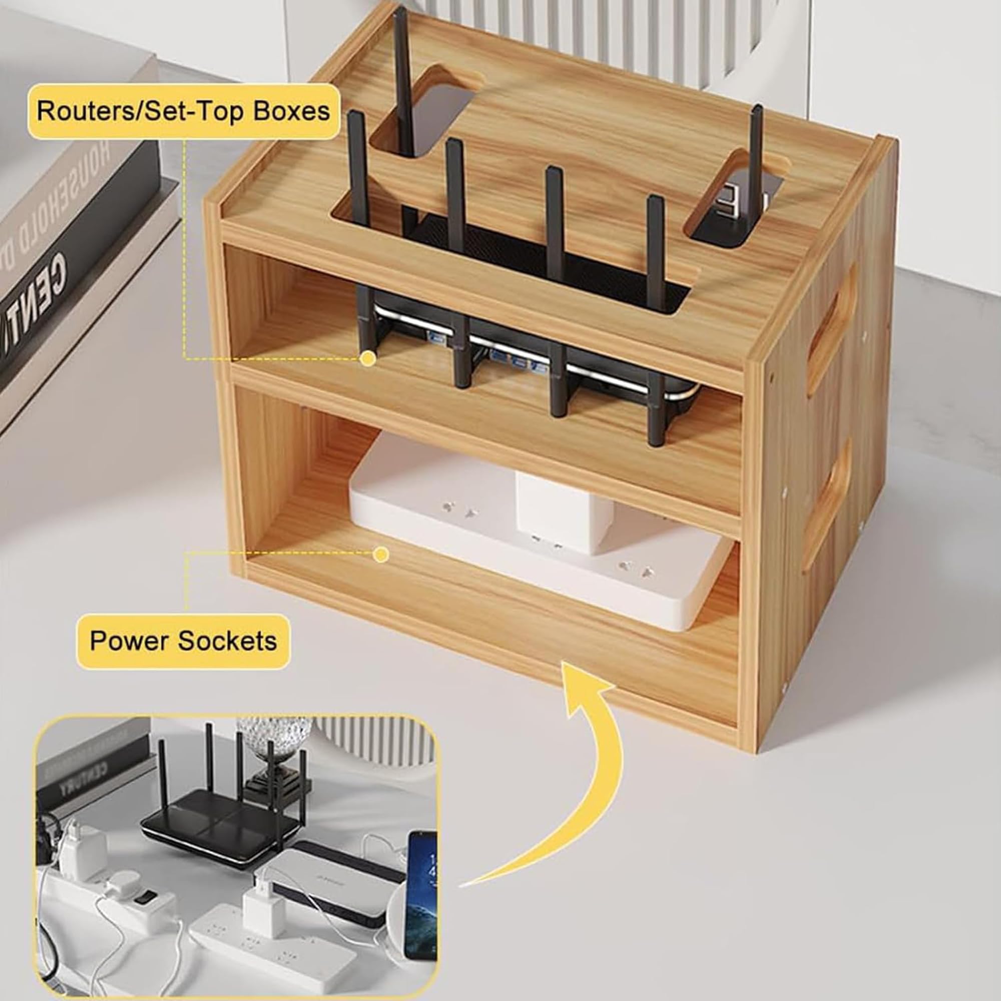 Decorative Box To Hide Router Router Hiding Box WiFi Router Cover Box - Cabinet To Hide Modem & Cords ...