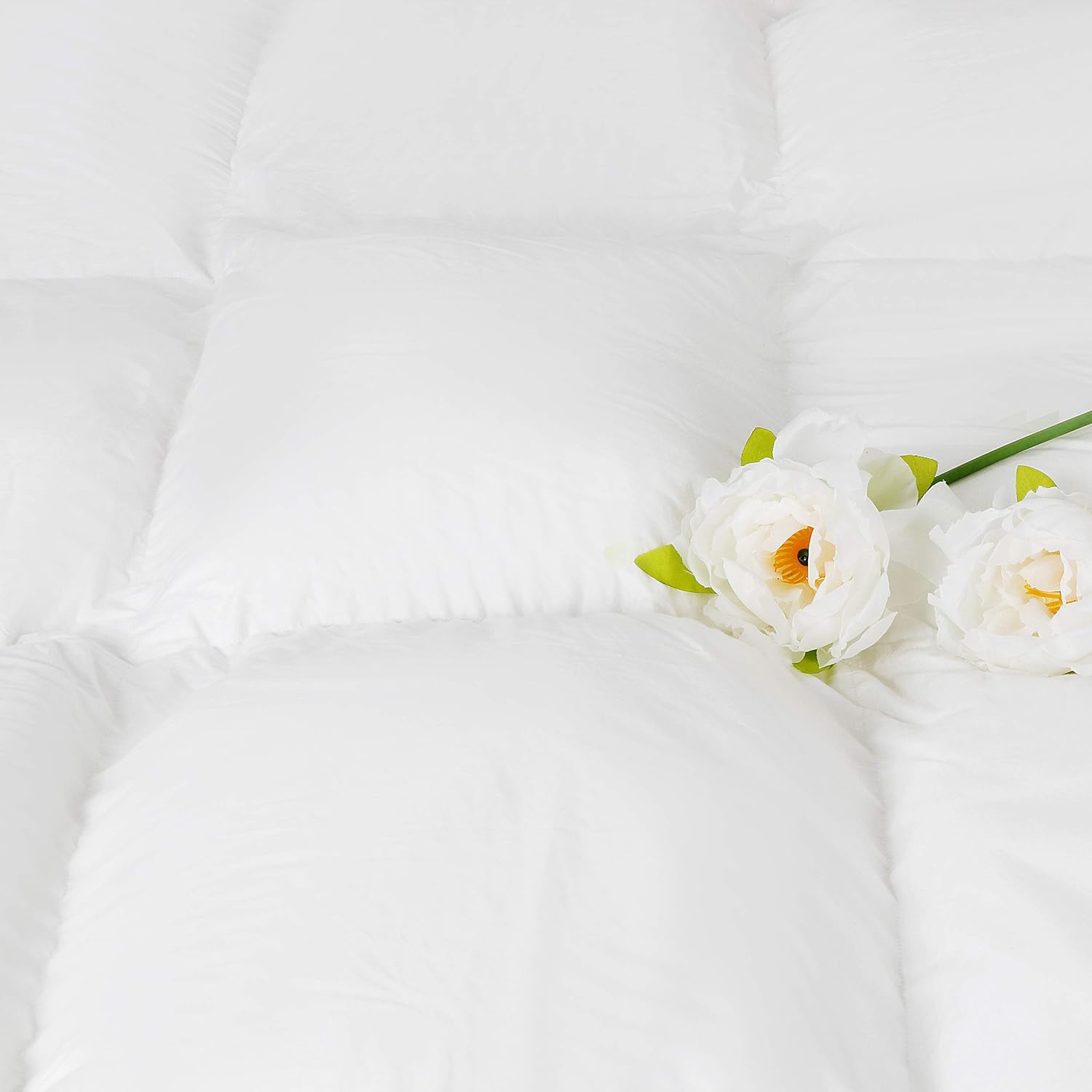 SUPER DEAL Plush Soft 2 Inch Cool & Fresh Fiberbed Queen Mattress Cover Mattress Pad Mattress Topper Overfilled Down Alternative Fiber Pillow Top Featherbed