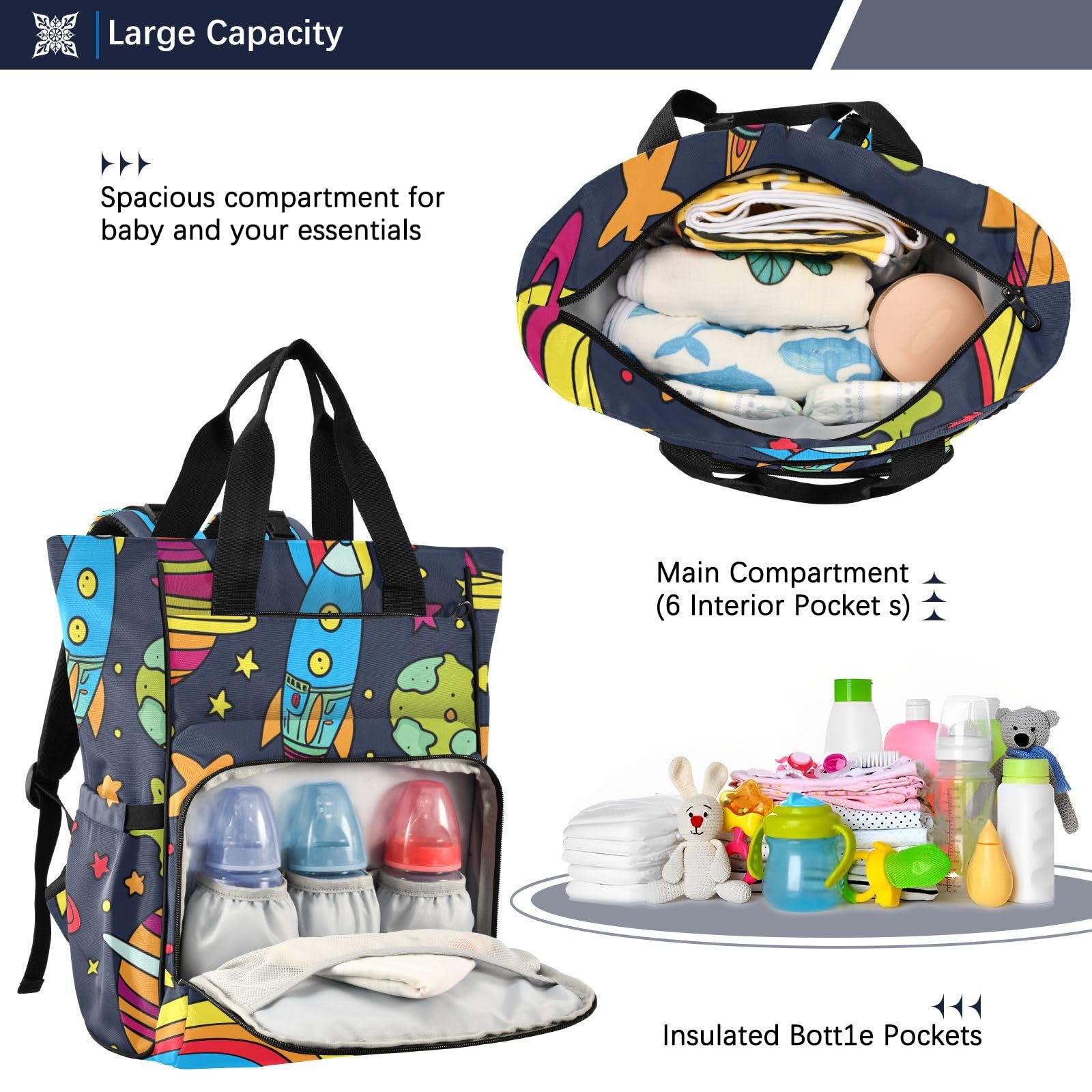 Baby Essentials - Bolsa de pañales con diseño de graffiti espacial