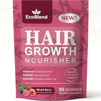 Hair Growth Gummies Women Vitaminsexcellerator Nourish Hair and Nail Promote Fuller Locks with a Natural, Gentle FormulaFilled GummiesMixed Berry Flavor90 Count 45-Day Supply
