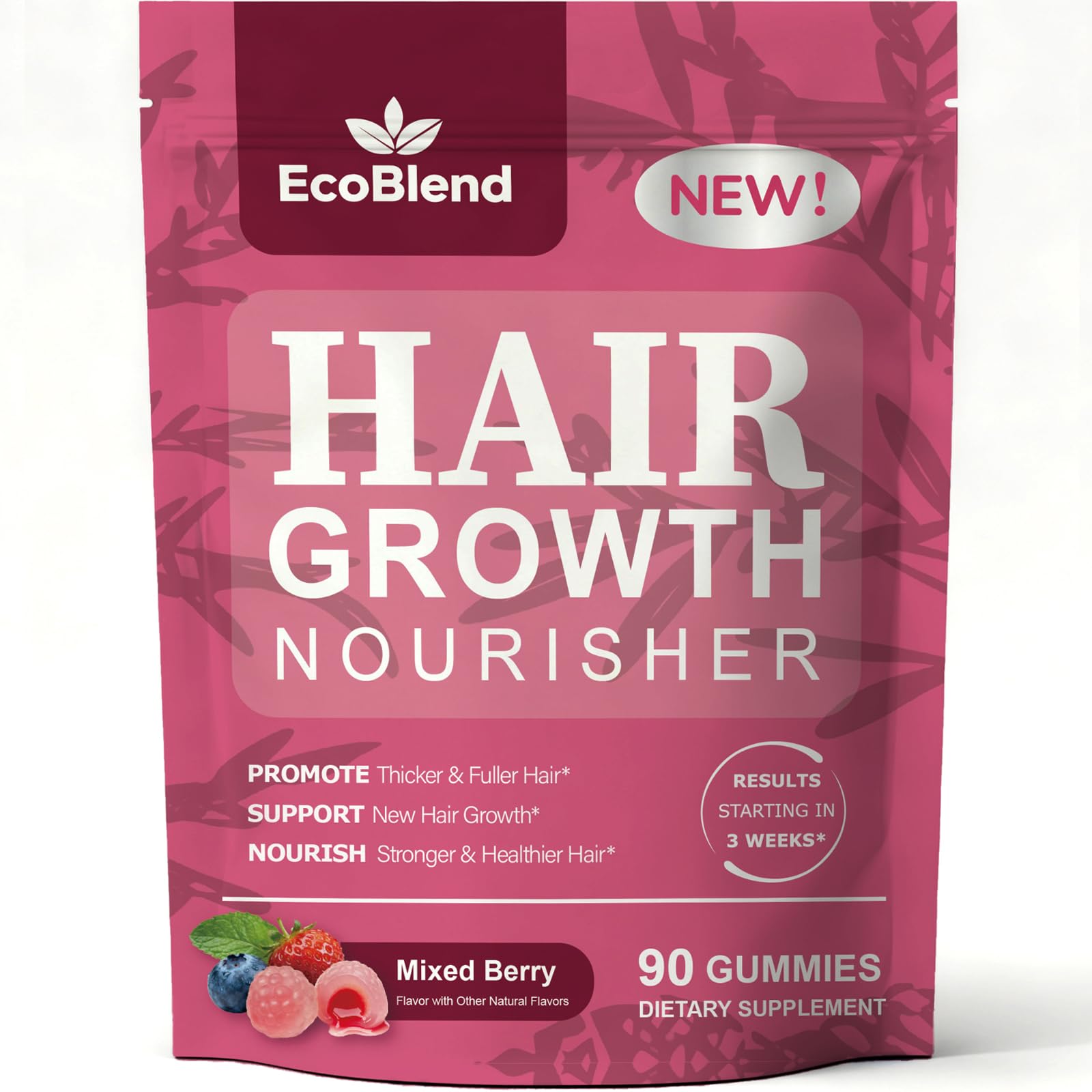 Hair Growth Accelerator Gummies - Biotin, Men & Women, 90 Gummies