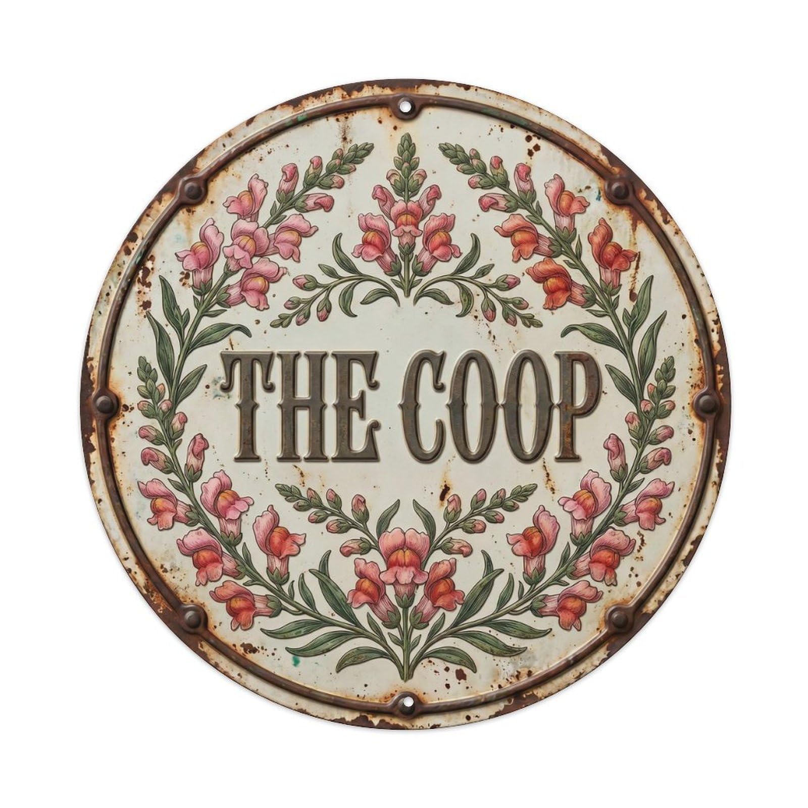 Botanical Floral Farmhouse Chicken Coop Snapdragon Metal Tin Sign
