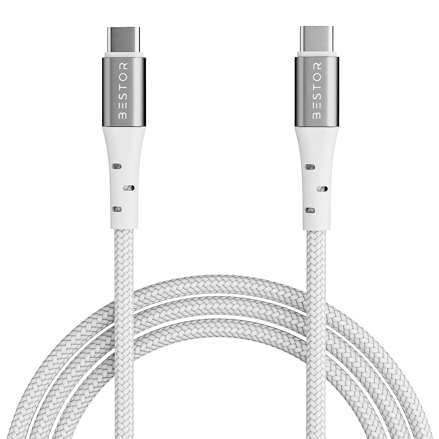 BESTOR 60W Fast Charging 1.5M Type C to Type C Cable Unbreakable Nylon Braided Cable,60W/3A PD Fast Charging,480mbps Data Transmission,Smartphones,Tablets,Laptops & Type C devices,PD Technology(White) (B0CW5M616B) Amazon Price History, Amazon Price Tracker