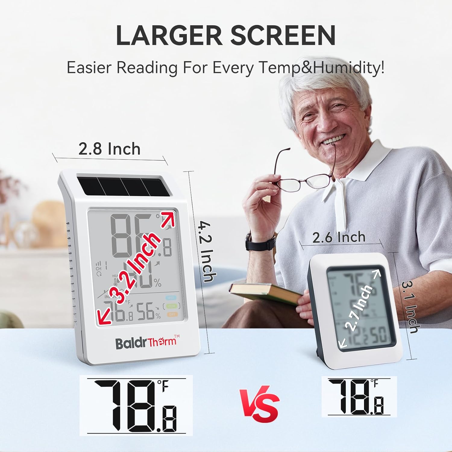 BaldrTherm Digital Hygrometer Indoor Outdoor Thermometer,Wireless Temperature Humidity Monitor with 330ft/100m Range, Multi-Zone Detection, Dual Power Supply & Trend Visualization, 1 Pack - Image 3