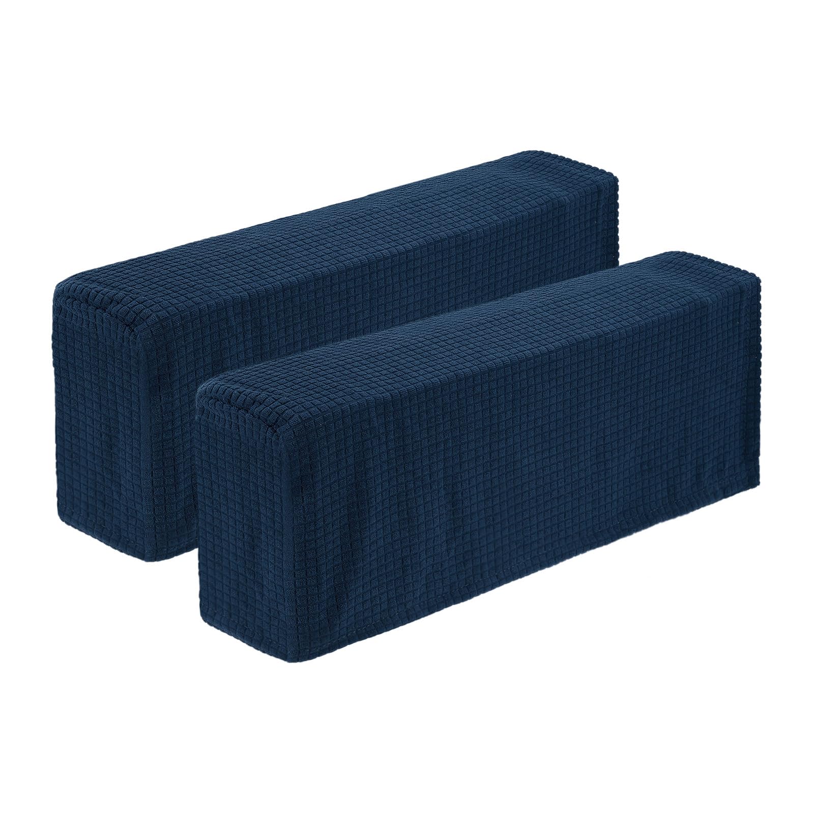 Photo 1 of uxcell 2 Pcs Stretch Armrest Covers, Polyester Couch Armchair Cover Water Resistant Plaid Chair Arm Rest Slipcovers for Sofa Recliner, Dark Blue
