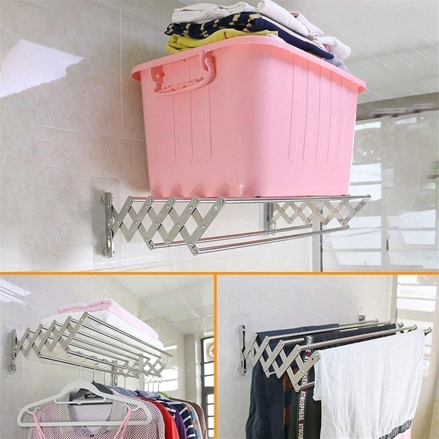 Wall-Mounted Drying Rack - 70cm Folding Laundry Rack for Clothes, Space-Saving Garment Hanger, Ideal for Home Use, Easy Installation, Durable and Stylish Design.