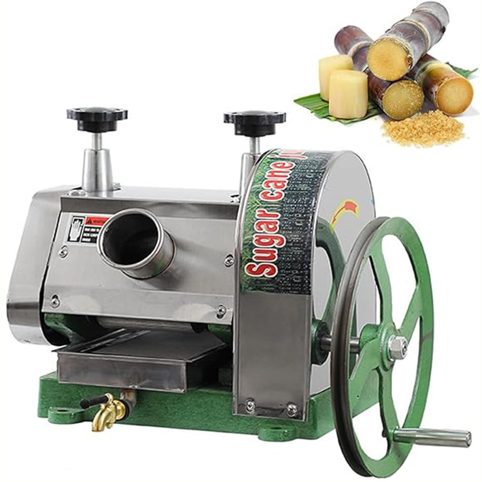 MYUYEE Manual Sugar Cane Juicer Machine, Stainless Steel Sugar Cane Press, 50kg/h Sugar Cane Juice Squeezer, Sugarcane Press Extractor with Handwheel