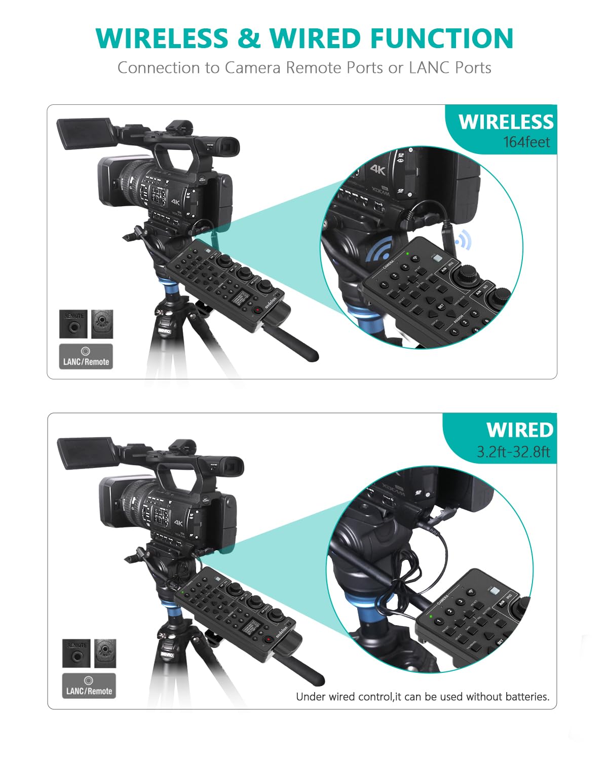 Aodelan - Telecomando wireless per videocamera Sony - Aodelan Wired con zoom IRIS Focus Zoom ND Adjust per ILME-FX6, PXW-FX9, PXWZ280V/Z280T, PXWZ190V/Z190T, sostituisce Sony RM-30BP