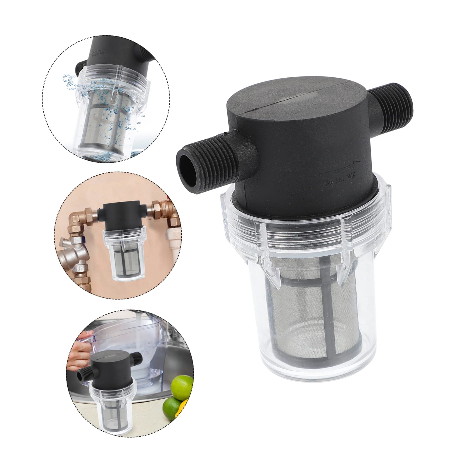 BESTYASH Wasserpumpen Siebfilter mit Nylon und Edelstahl Inline Rohr Druckfilter mit Schraubenschlüssel für Vorfilter Wasserpumpe im Garten