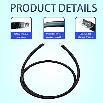 Hydraulic 10000psi High Pressure Hydraulic Hose 3/8 NPT Thread Hydraulic Hose Assembly, 1/4 ID x 6.6 ft