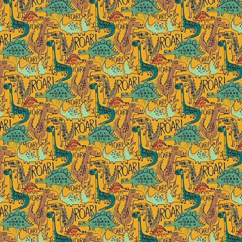 Tissu imperméable Dino Soft Shell jaune pour manteau de randonnée en famille