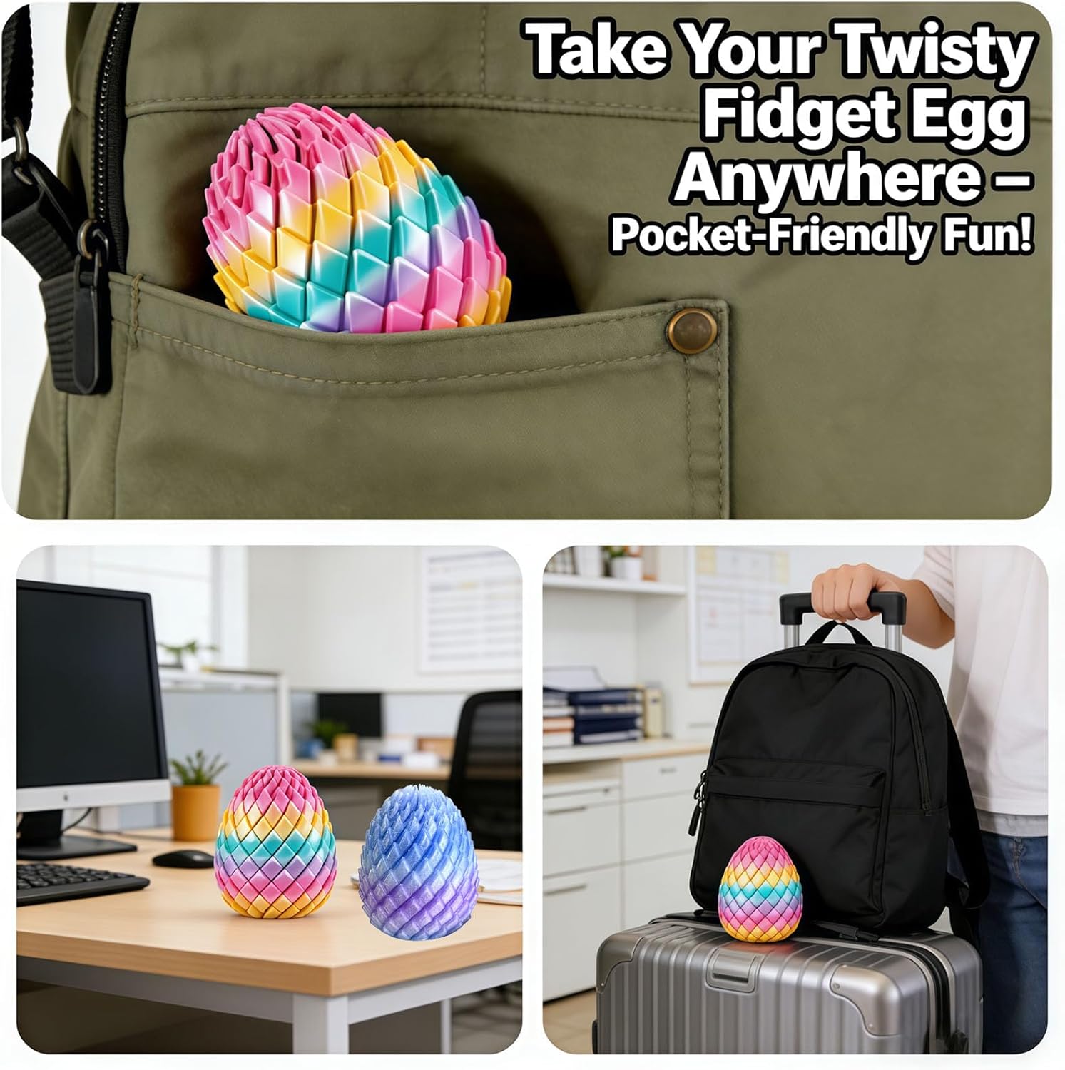 Twisty Fidget Egg, 3D Printed Slippery Egg Fidget, Easter Egg Stuffers for Teens Kids, Easter Basket Stuffers Essentials, 3D Printed Spiral Fidget Toy, Easter Egg Fillers,Easter Egg Hunt Supplies