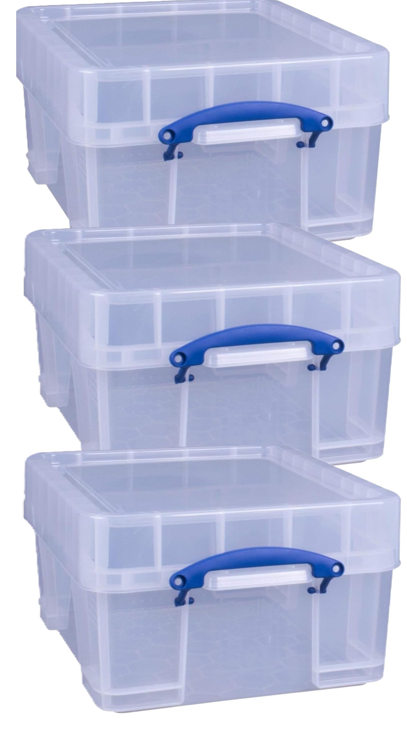Pasha Traders Transparent Really Useful Plastic Storage Box 18 Litre Xl Clear Pack Of 3
