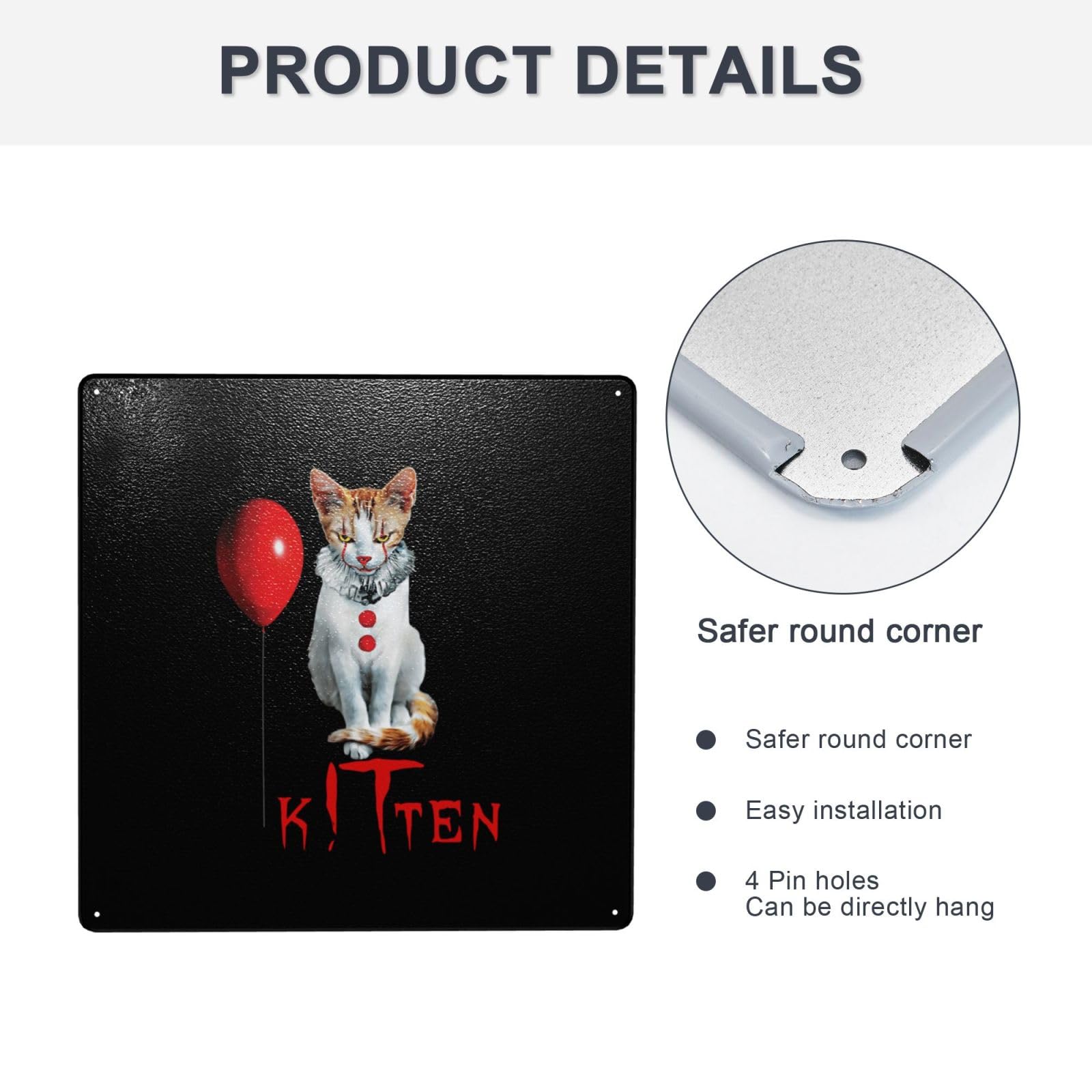 Amazon.co.jp: メタルプレート 子猫 ピエロ 怖いの猫 ブリキ 看板